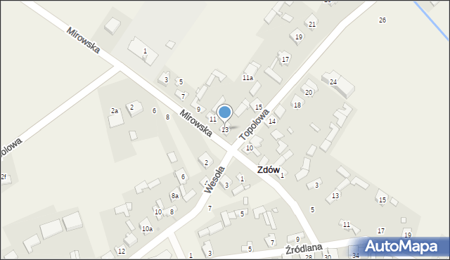 Zdów, Topolowa, 13, mapa Zdów