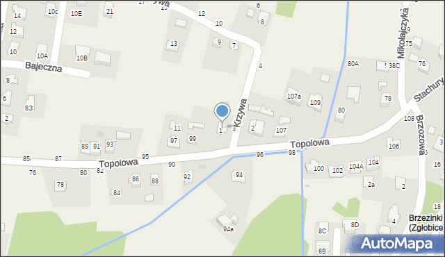 Zgłobice, Topolowa, 101, mapa Zgłobice