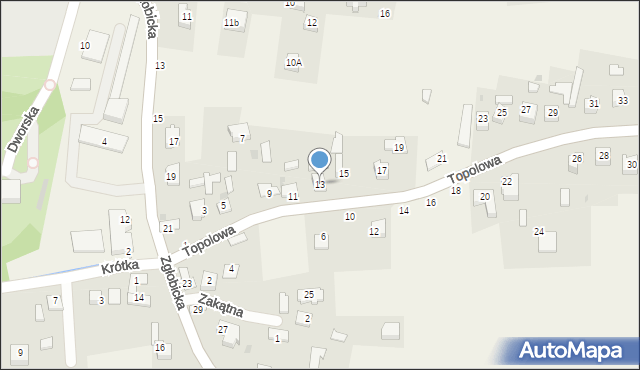 Zgłobice, Topolowa, 13, mapa Zgłobice