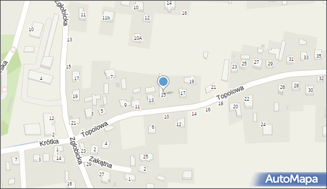 Zgłobice, Topolowa, 15, mapa Zgłobice