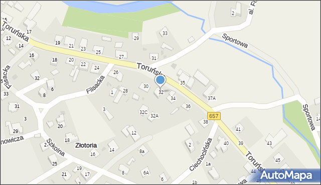 Złotoria, Toruńska, 32, mapa Złotoria