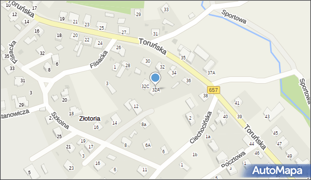 Złotoria, Toruńska, 32A, mapa Złotoria