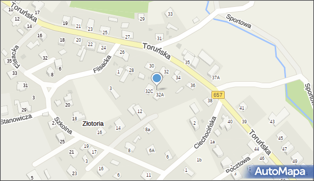 Złotoria, Toruńska, 32B, mapa Złotoria