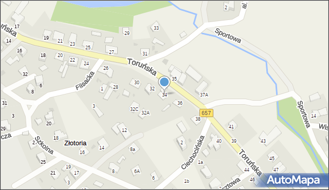Złotoria, Toruńska, 34, mapa Złotoria