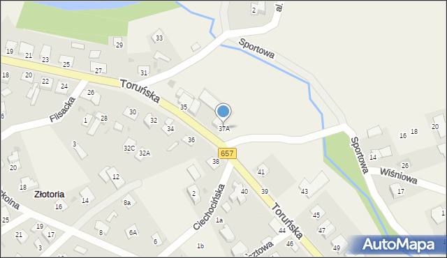 Złotoria, Toruńska, 37A, mapa Złotoria