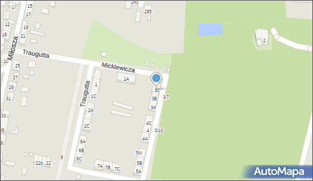 Będzin, Traugutta Romualda, gen., 3C, mapa Będzin