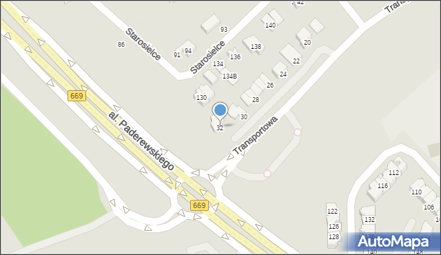 Białystok, Transportowa, 32, mapa Białegostoku