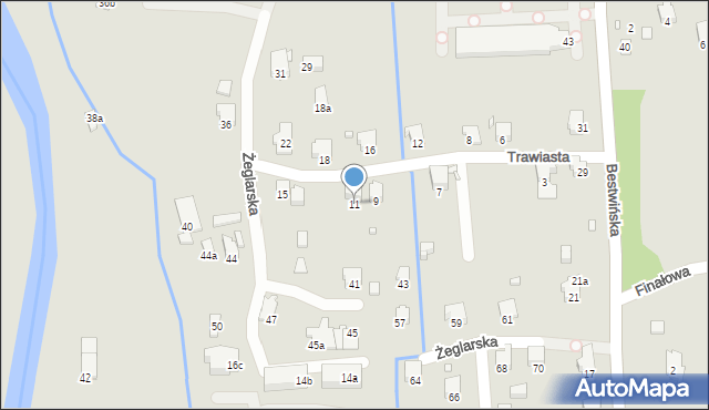 Bielsko-Biała, Trawiasta, 11, mapa Bielsko-Białej