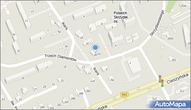 Bielsko-Biała, Trzech Diamentów, 14, mapa Bielsko-Białej