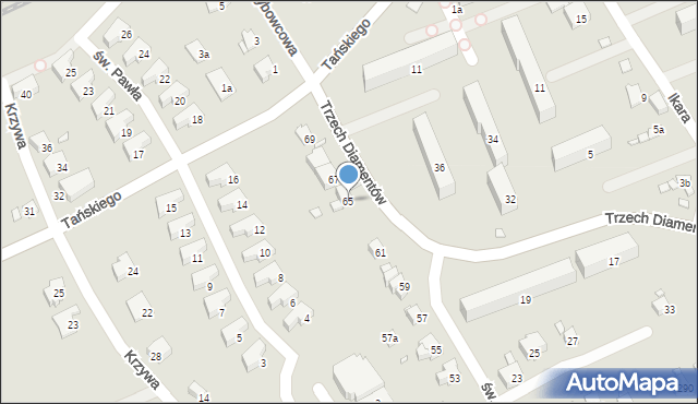 Bielsko-Biała, Trzech Diamentów, 65, mapa Bielsko-Białej