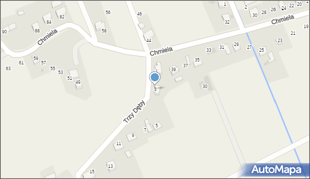 Bładnice Dolne, Trzy Dęby, 3, mapa Bładnice Dolne