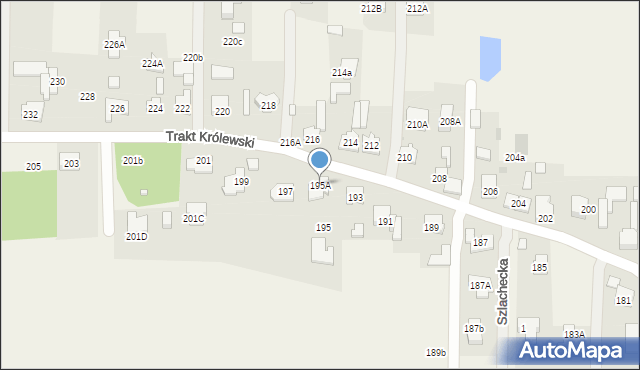 Borzęcin Duży, Trakt Królewski, 195A, mapa Borzęcin Duży