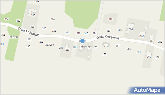 Borzęcin Duży, Trakt Królewski, 279, mapa Borzęcin Duży