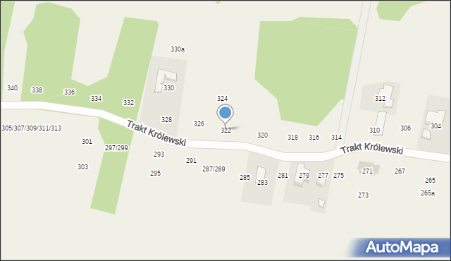 Borzęcin Duży, Trakt Królewski, 322, mapa Borzęcin Duży