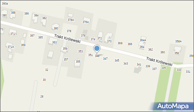 Borzęcin Mały, Trakt Królewski, 349, mapa Borzęcin Mały