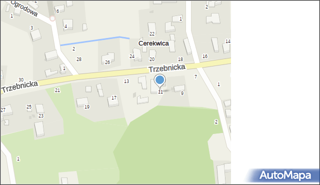 Cerekwica, Trzebnicka, 11, mapa Cerekwica