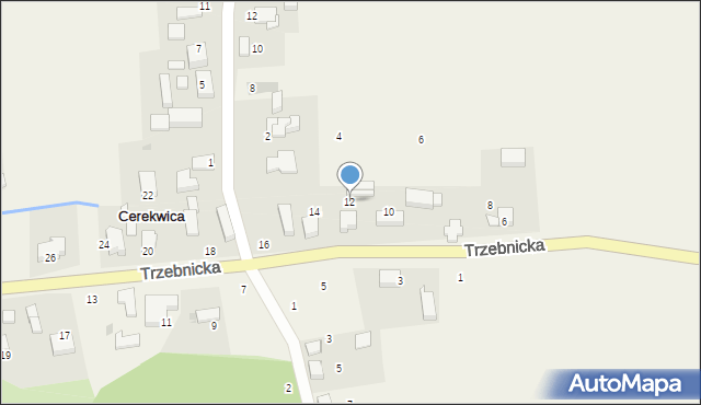 Cerekwica, Trzebnicka, 12, mapa Cerekwica