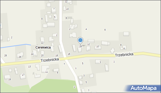 Cerekwica, Trzebnicka, 14, mapa Cerekwica