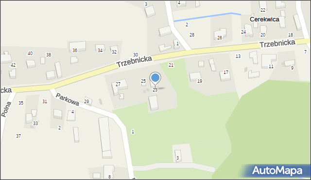 Cerekwica, Trzebnicka, 23, mapa Cerekwica