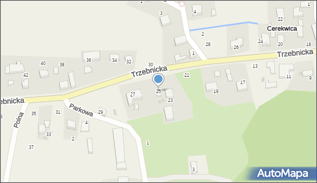 Cerekwica, Trzebnicka, 25, mapa Cerekwica