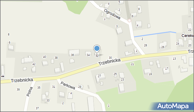 Cerekwica, Trzebnicka, 32, mapa Cerekwica