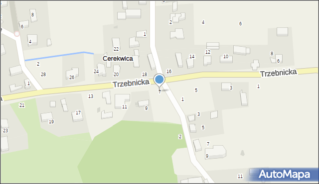 Cerekwica, Trzebnicka, 7, mapa Cerekwica