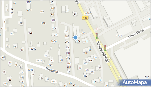 Częstochowa, Traugutta Romualda, gen., 166, mapa Częstochowy