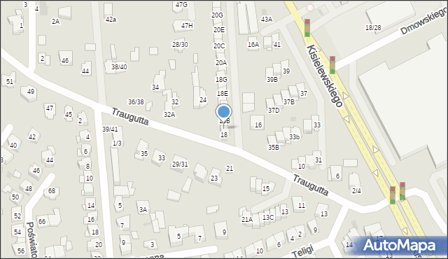 Częstochowa, Traugutta Romualda, gen., 18A, mapa Częstochowy