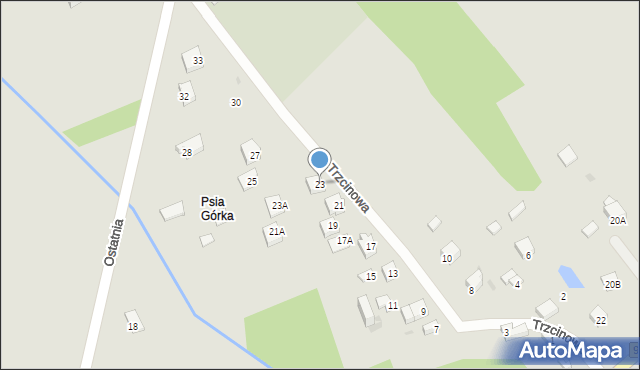 Częstochowa, Trzcinowa, 23, mapa Częstochowy