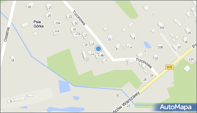 Częstochowa, Trzcinowa, 9a, mapa Częstochowy