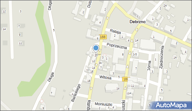Debrzno, Traugutta Romualda, gen., 10, mapa Debrzno