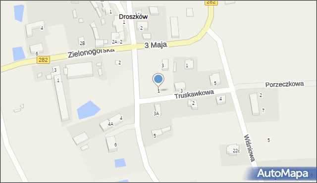 Droszków, Truskawkowa, 1, mapa Droszków