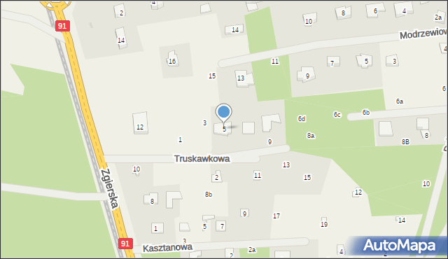 Emilia, Truskawkowa, 5, mapa Emilia