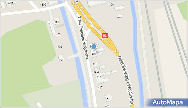 Gdańsk, Trakt Świętego Wojciecha, 409, mapa Gdańska