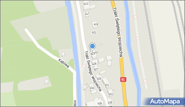 Gdańsk, Trakt Świętego Wojciecha, 423, mapa Gdańska