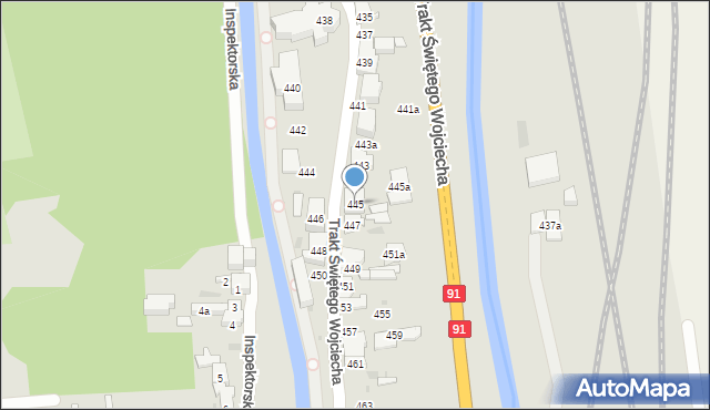 Gdańsk, Trakt Świętego Wojciecha, 445, mapa Gdańska