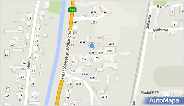 Gdańsk, Trakt Świętego Wojciecha, 165f, mapa Gdańska