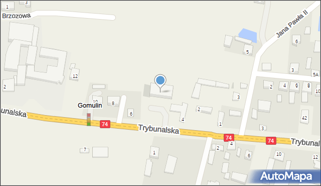 Gomulin, Trybunalska, 4, mapa Gomulin