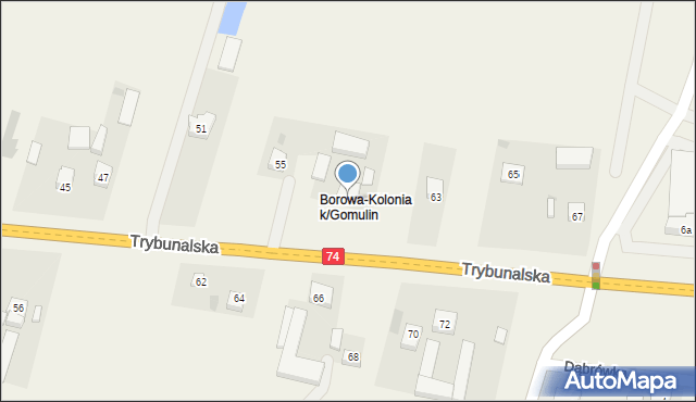 Gomulin-Kolonia, Trybunalska, 57, mapa Gomulin-Kolonia