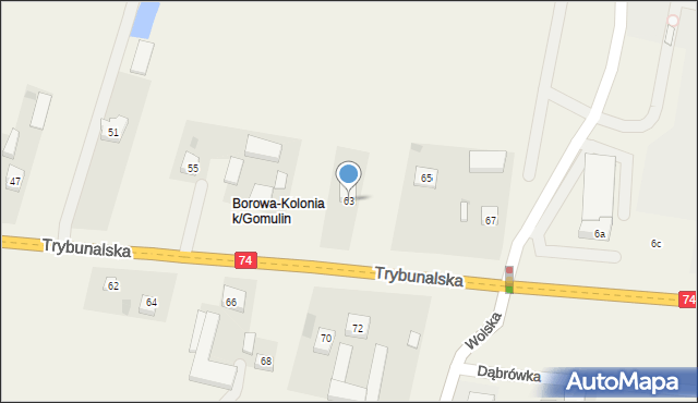 Gomulin-Kolonia, Trybunalska, 63, mapa Gomulin-Kolonia