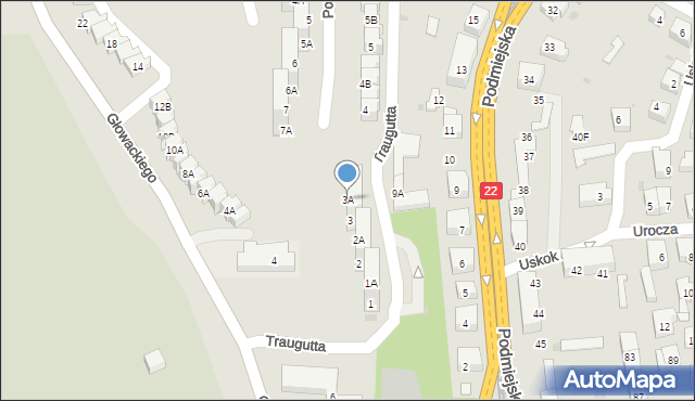 Gorzów Wielkopolski, Traugutta Romualda, gen., 3A, mapa Gorzów Wielkopolski