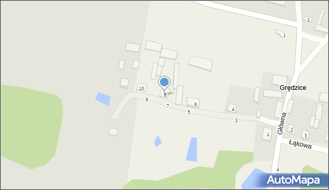 Grędzice, Trzech Stawów, 8, mapa Grędzice