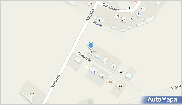 Juchnowiec Dolny, Trawiasta, 3, mapa Juchnowiec Dolny
