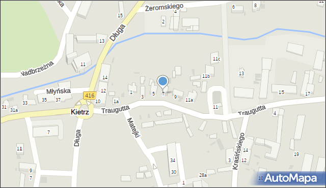 Kietrz, Traugutta Romualda, gen., 7, mapa Kietrz