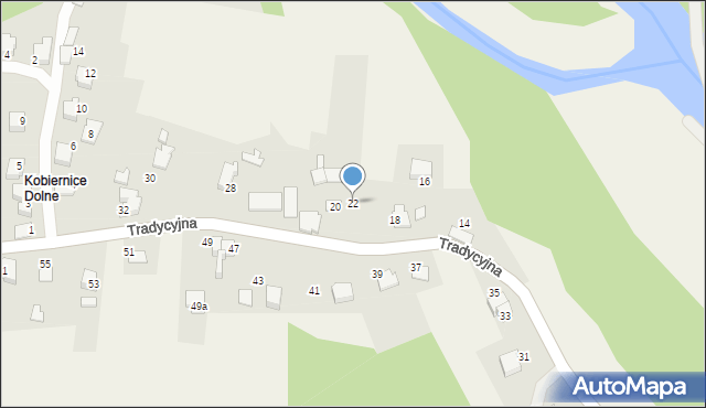 Kobiernice, Tradycyjna, 22, mapa Kobiernice