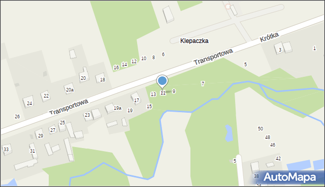 Kolonia Klepaczka, Transportowa, 11, mapa Kolonia Klepaczka