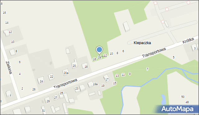 Kolonia Klepaczka, Transportowa, 14, mapa Kolonia Klepaczka