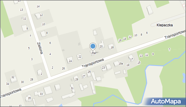 Kolonia Klepaczka, Transportowa, 20a, mapa Kolonia Klepaczka