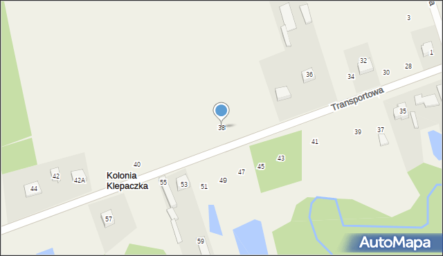 Kolonia Klepaczka, Transportowa, 38, mapa Kolonia Klepaczka