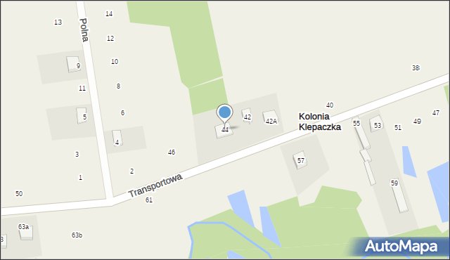 Kolonia Klepaczka, Transportowa, 44, mapa Kolonia Klepaczka